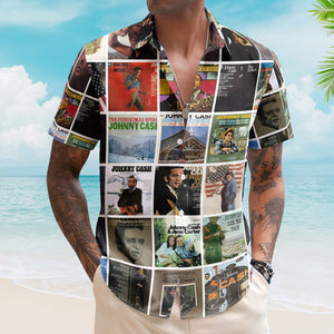 Johnny Cash Album Collage Hawaiian Shirt – Country Rock Music Fan Shirt