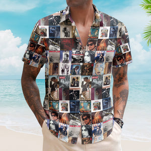 Bob Dylan Rock Music Icon Unisex Summer Button Up Hawaiian Shirt – Retro Music Album Art Inspired Unisex Shirt