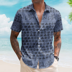 Led Zeppelin ZoSo Monogram Hawaiian Shirt – Unisex Swan Song Angel Graphic Collage Button Up