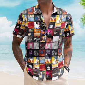 The Cure Retro Music Album Art Mosaic Grid Colorful Hawaiian Shirt – Retro Music Album Art Inspired Unisex Shirt
