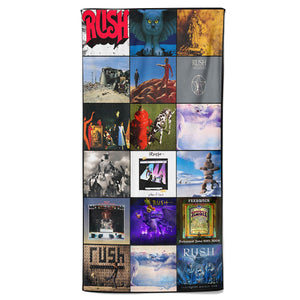 Rush Nostalgia Rock Album Collage Beach Towel