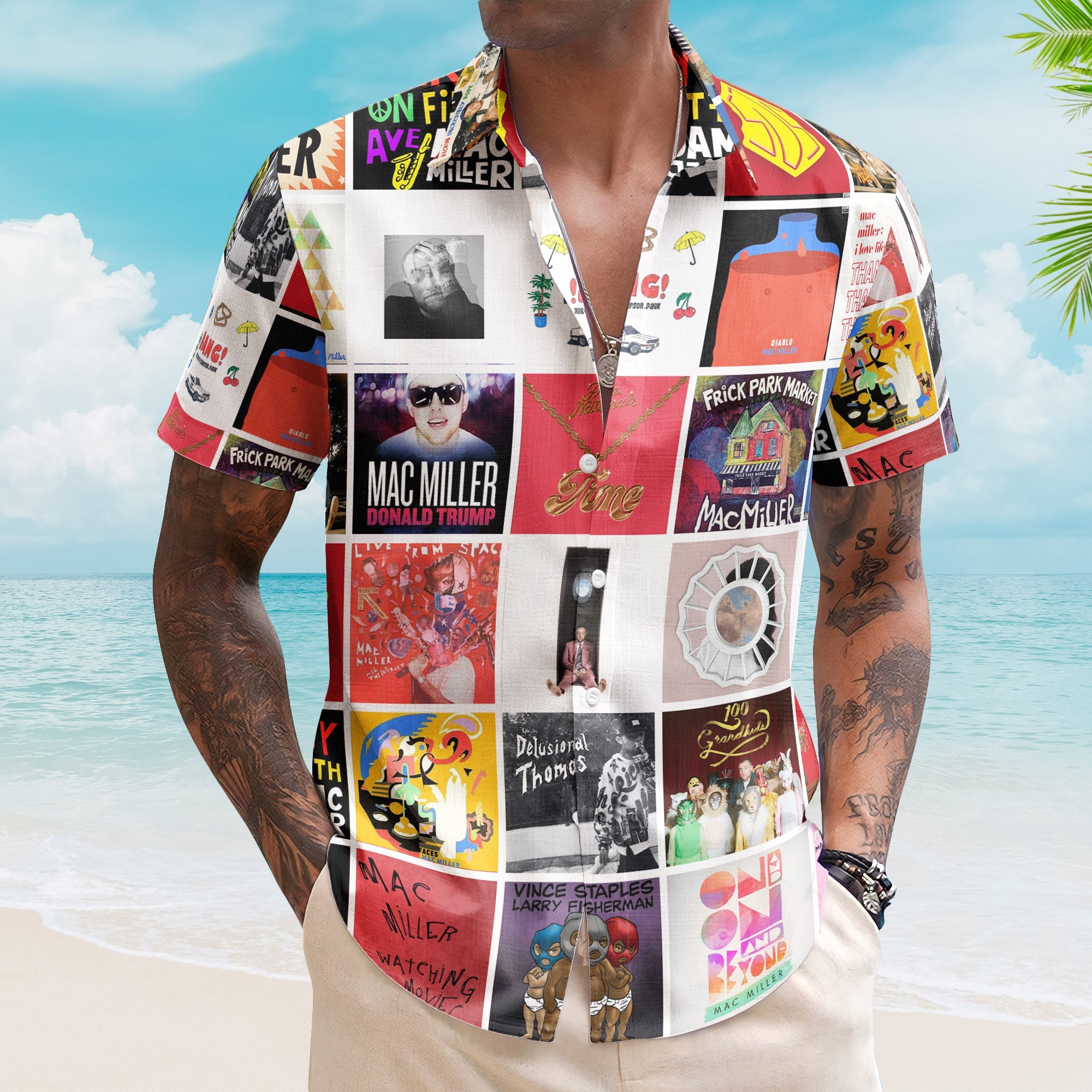 Mac Miller Nostalgia Collage Hawaiian Shirt – Emotional Hip-Hop Memories Gift
