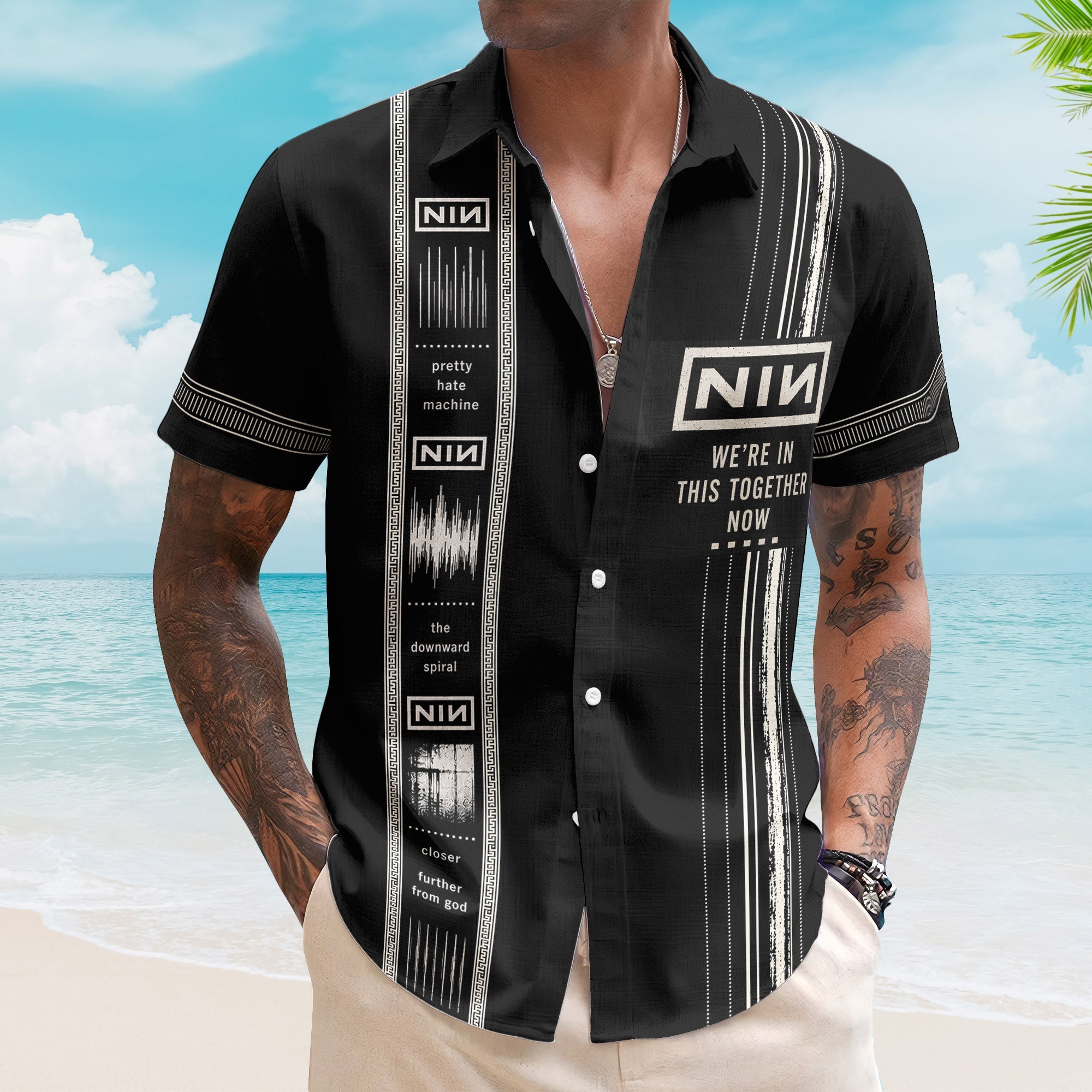 Nine Inch Nails Luxury Design Hawaiian Shirt – Industrial Rock Inspired Hawaiian Shirt