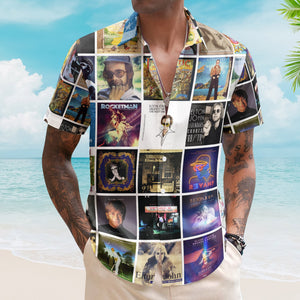 Elton John Album Collage Hawaiian Shirt – Rock Pop Music Fan Shirt