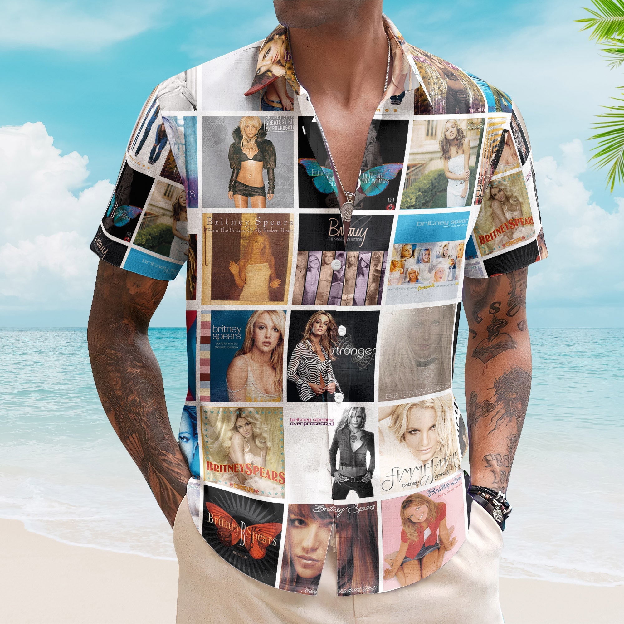 Britney Spears Album Collage Hawaiian Shirt – Pop Star Fan Shirt