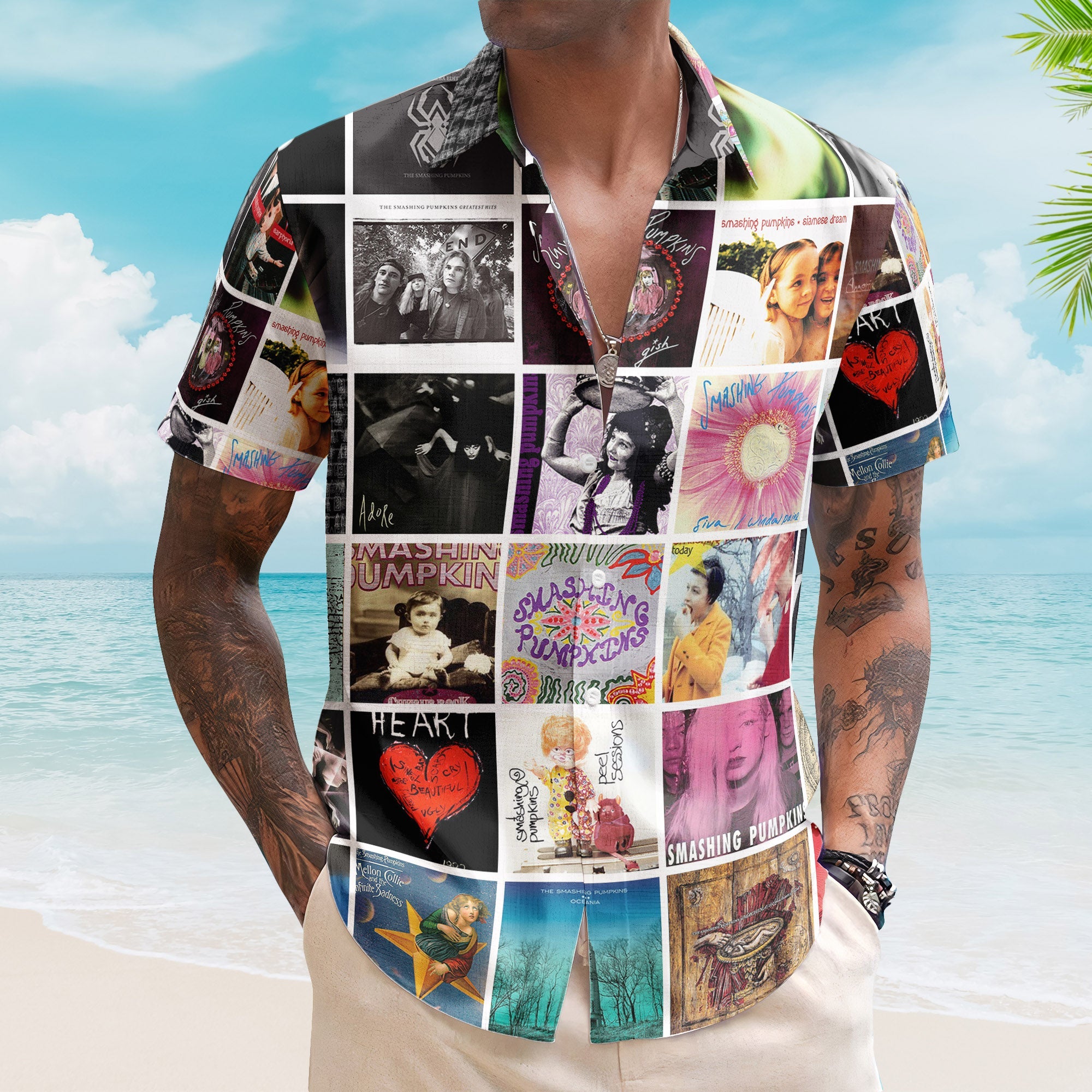The Smashing Pumpkins Album Collage Hawaiian Shirt – Rock Music Band Fan Shirt