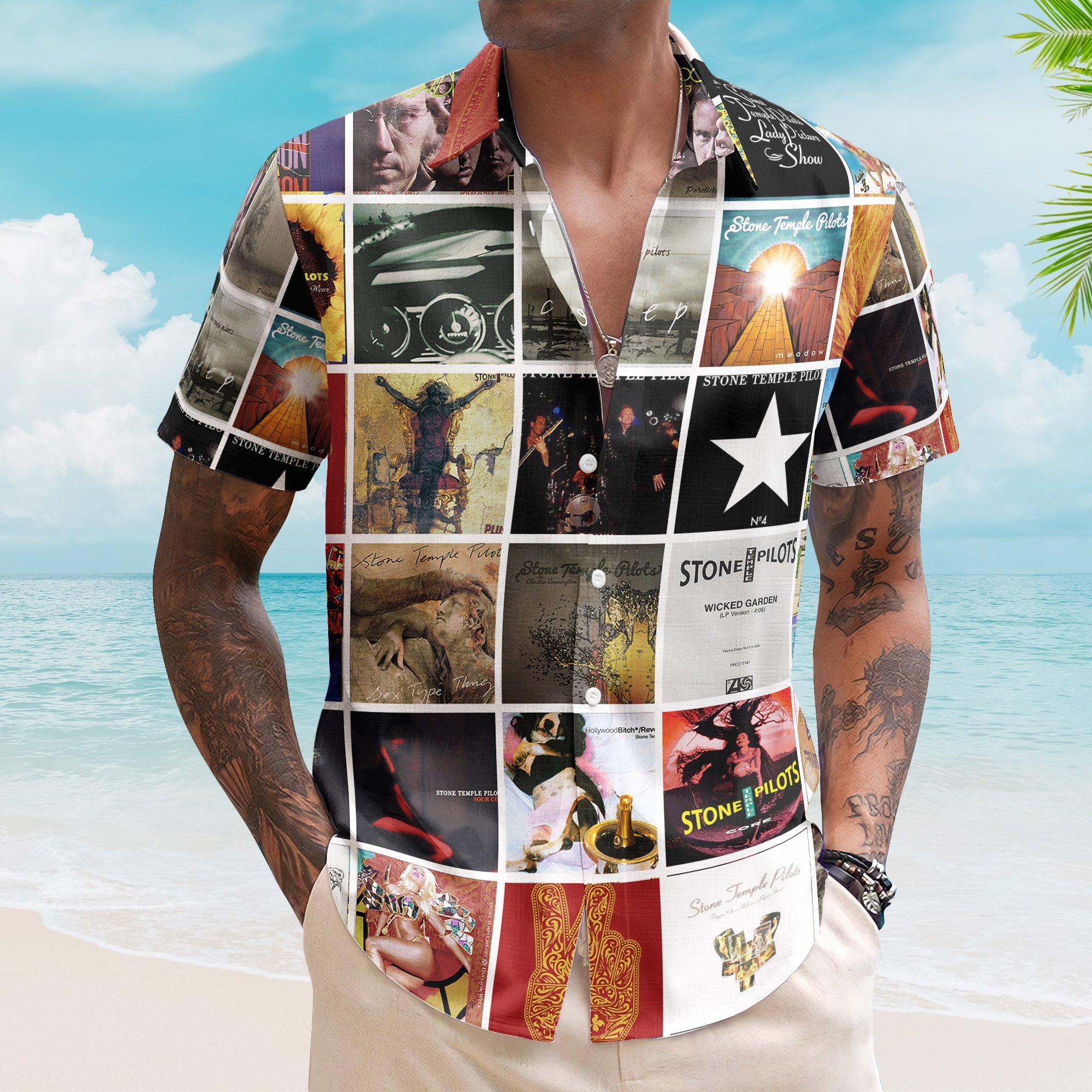 Stone Temple Pilots Album Collage Hawaiian Shirt – Rock Band Fan Shirt
