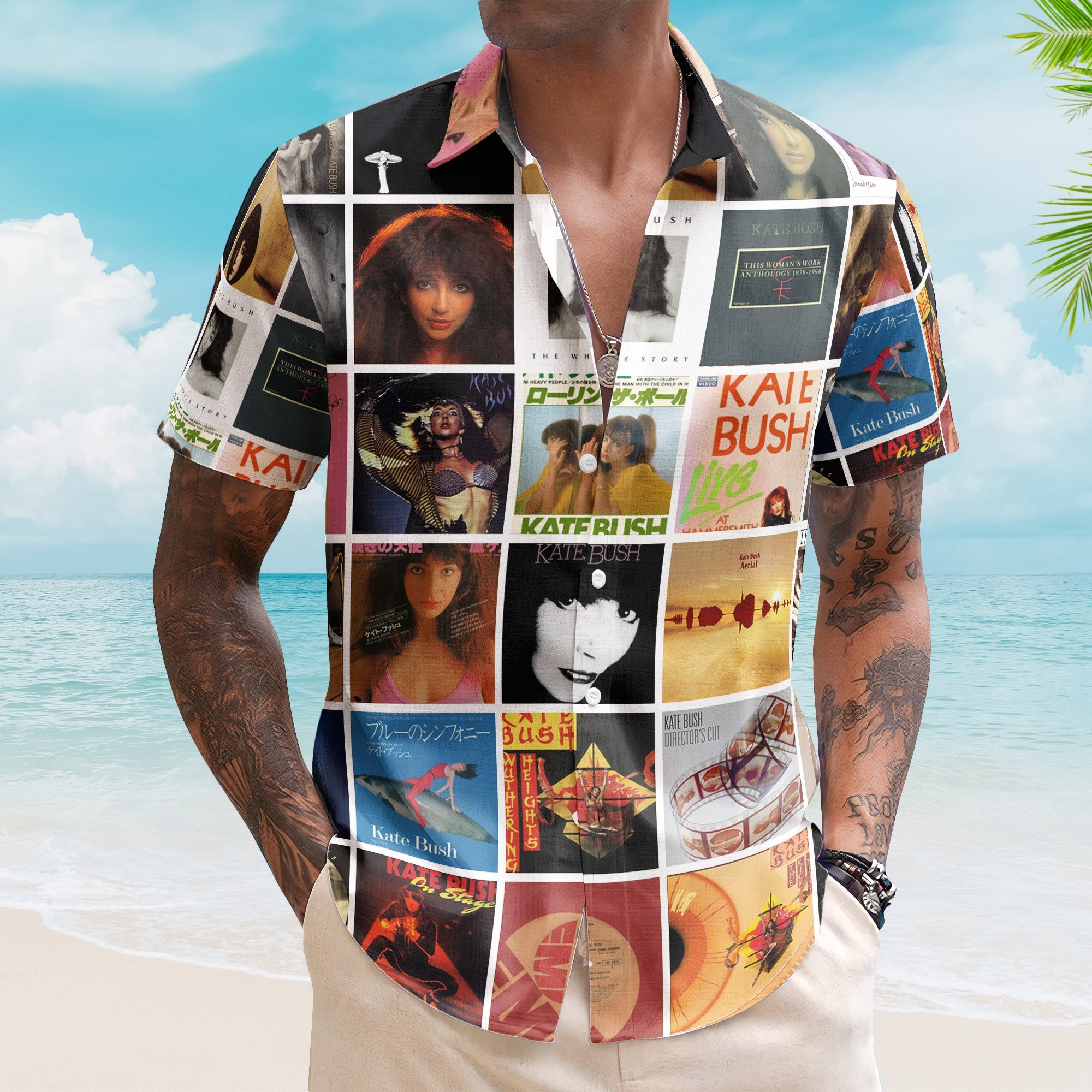Kate Bush Album Collage Hawaiian Shirt – Pop Rock Fan Shirt
