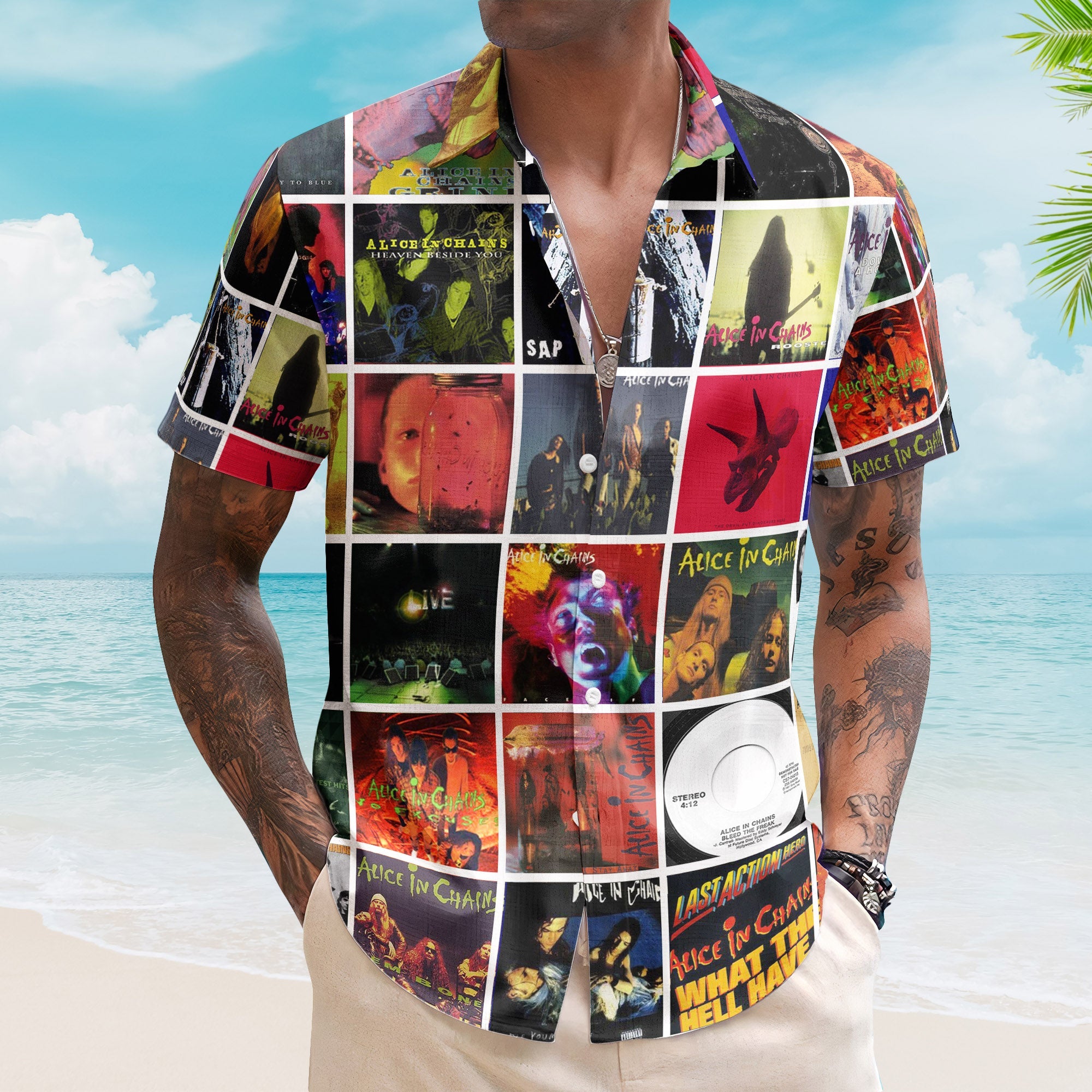 Alice in Chains Album Collage Hawaiian Shirt – Rock Music Fan Shirt