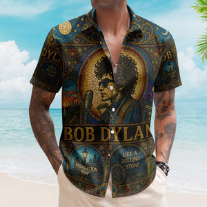Bob Dylan Hawaiian Shirt - Unisex Retro Like A Rolling Stone Cathedral Window Button Up