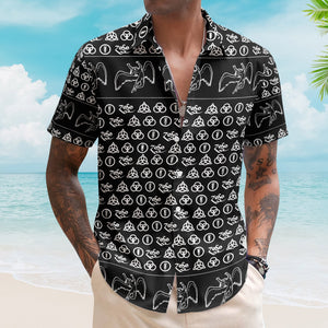 Led Zeppelin ZoSo Monogram Hawaiian Shirt – Unisex Swan Song Angel Graphic Collage Button Up