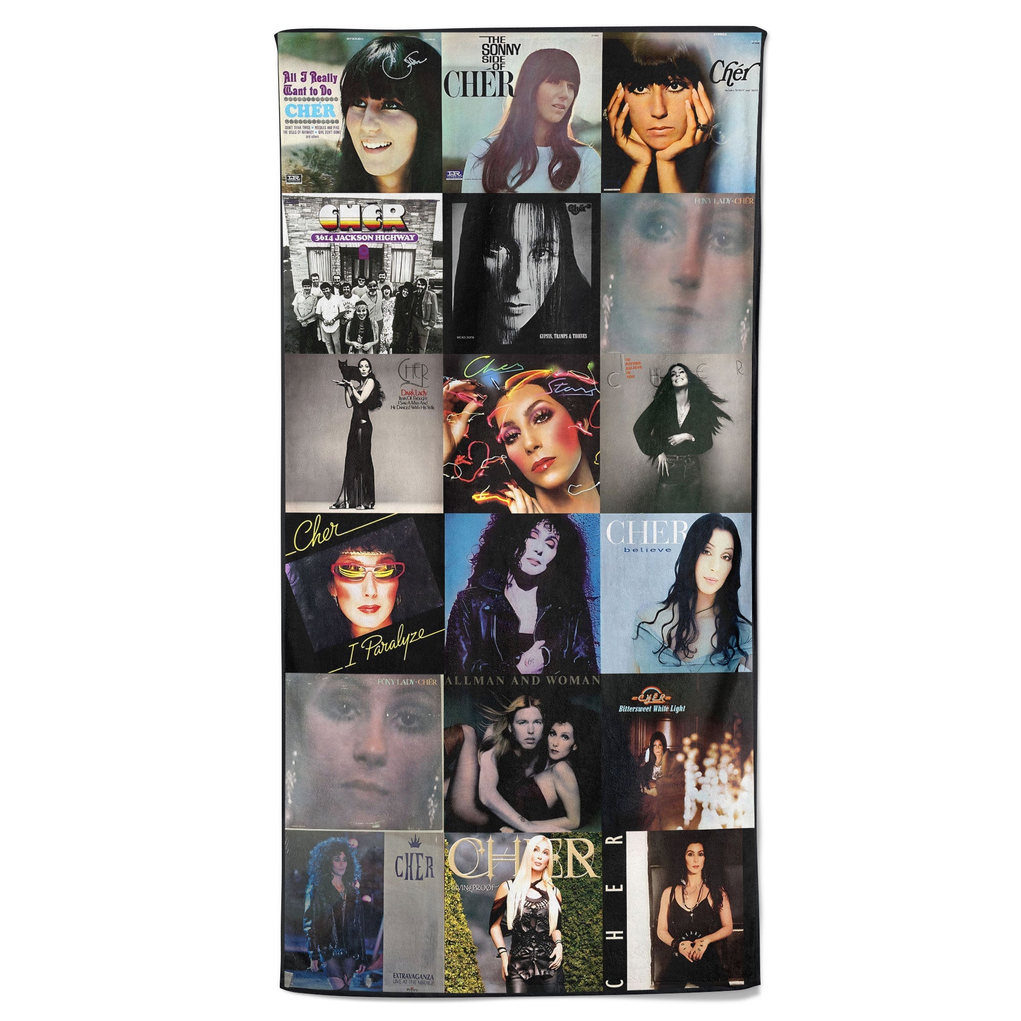 Cher Beach Towel Album Cover Collage Pop and Rock Towel