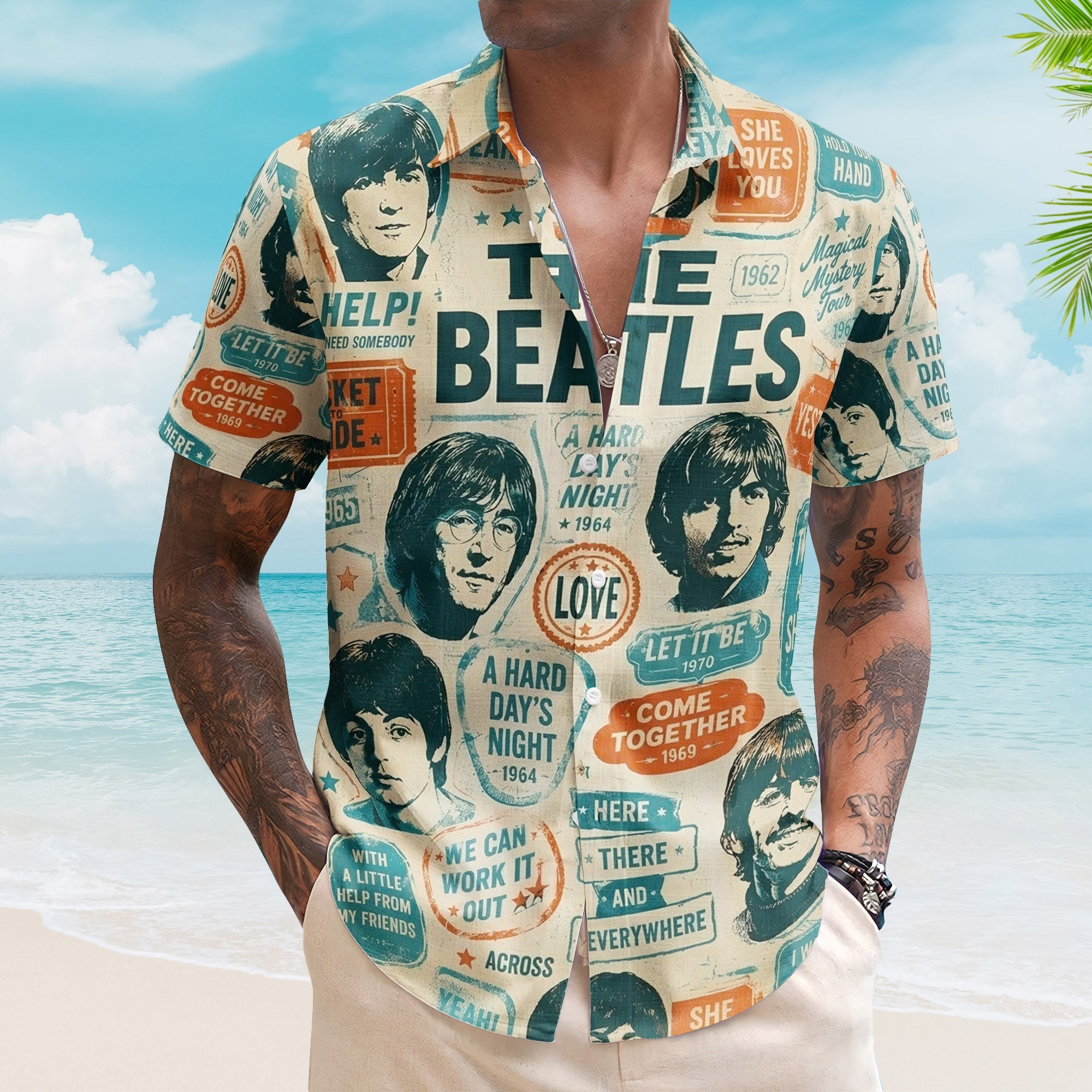The Beatles Album Graphic All-over Print Hawaiian Shirt – Retro Music Album Art Inspired Shirt