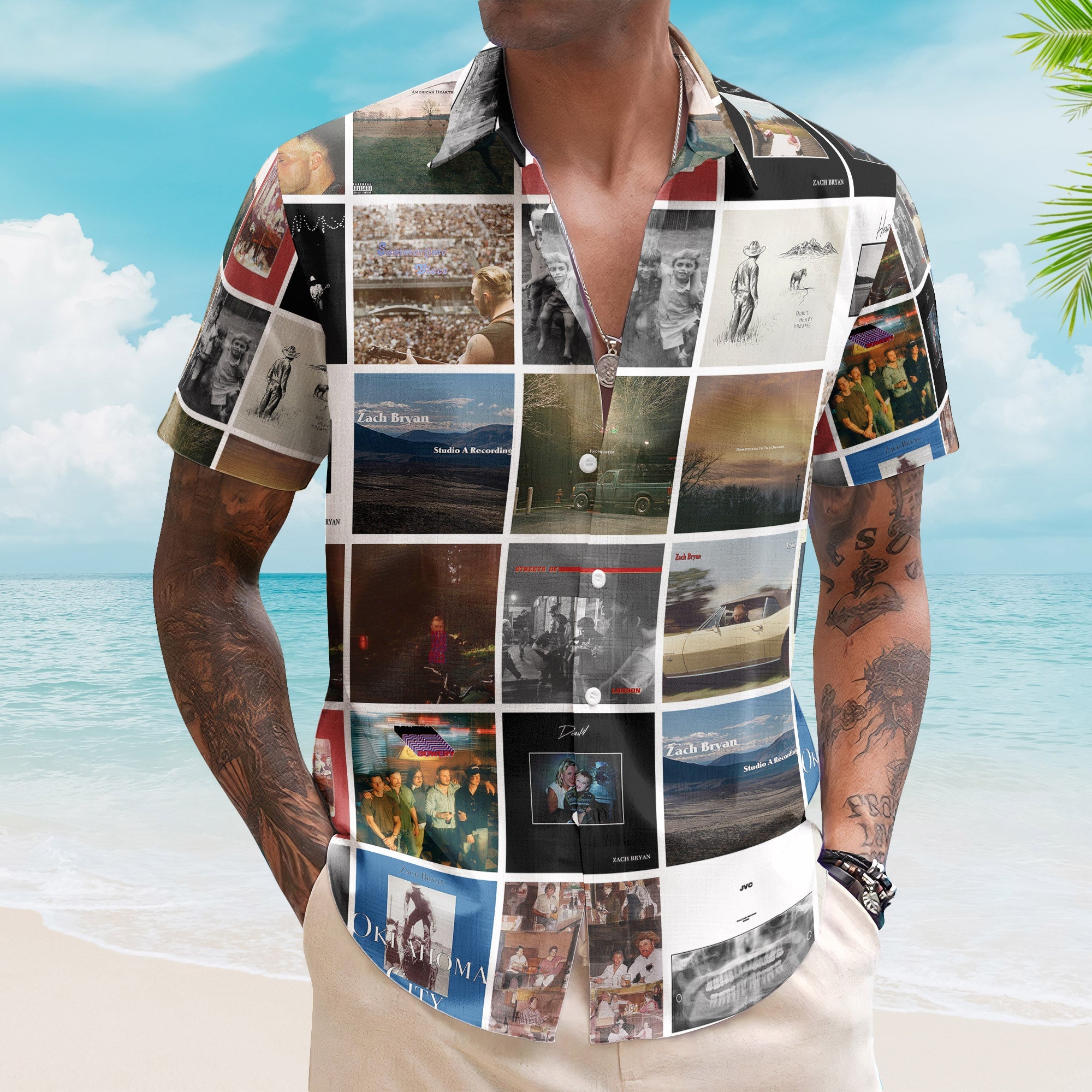 Zach Bryan Album Collage Hawaiian Shirt – Country Music Fan Shirt
