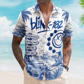 Blink 182 Toile De Jouy Hawaiian Shirt - Unisex Vintage All The Small Things Blue Line Art Summer Button Up