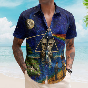 Pink Floyd Hawaiian Shirt - Unisex Dark Side Of The Moon Cathedral Window Button Up