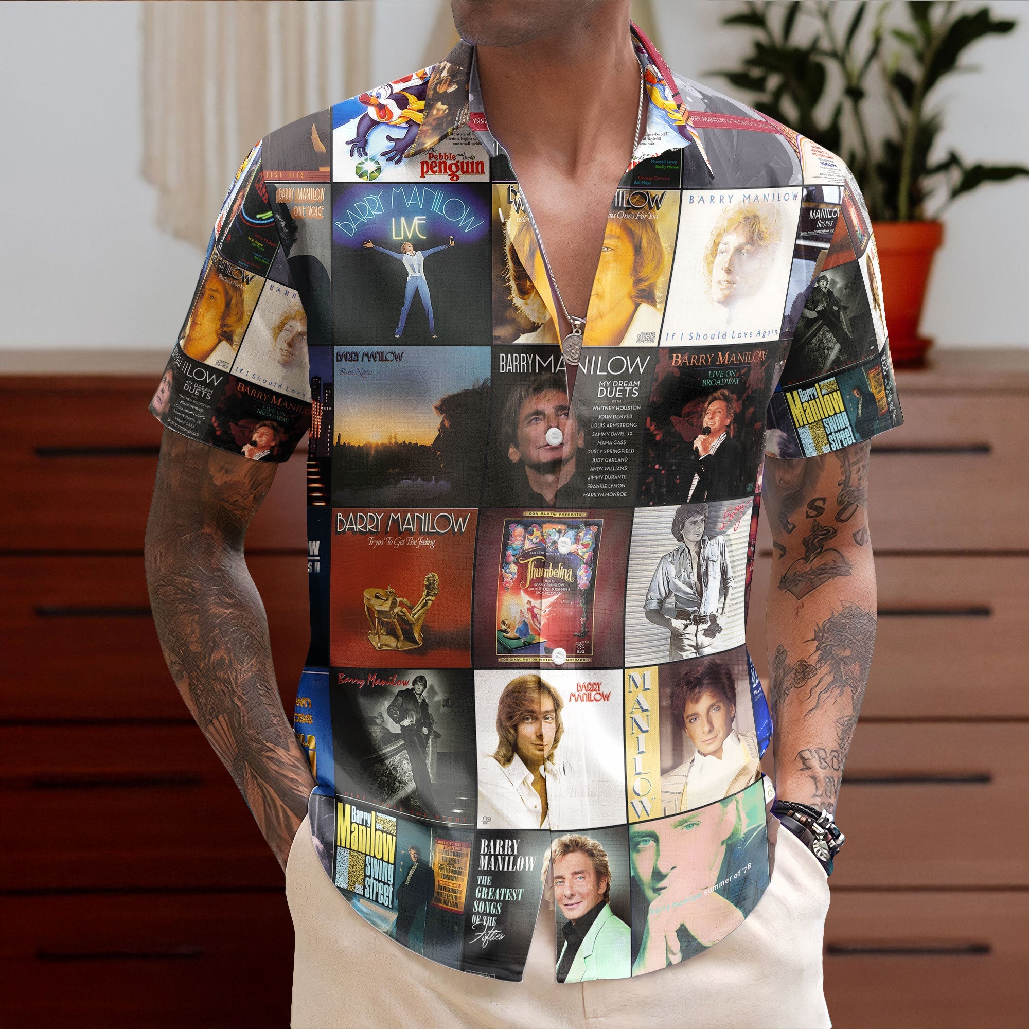 Barry Manilow Hawaiian Shirt – Album Cover Collage Classic Pop Summer Button Up