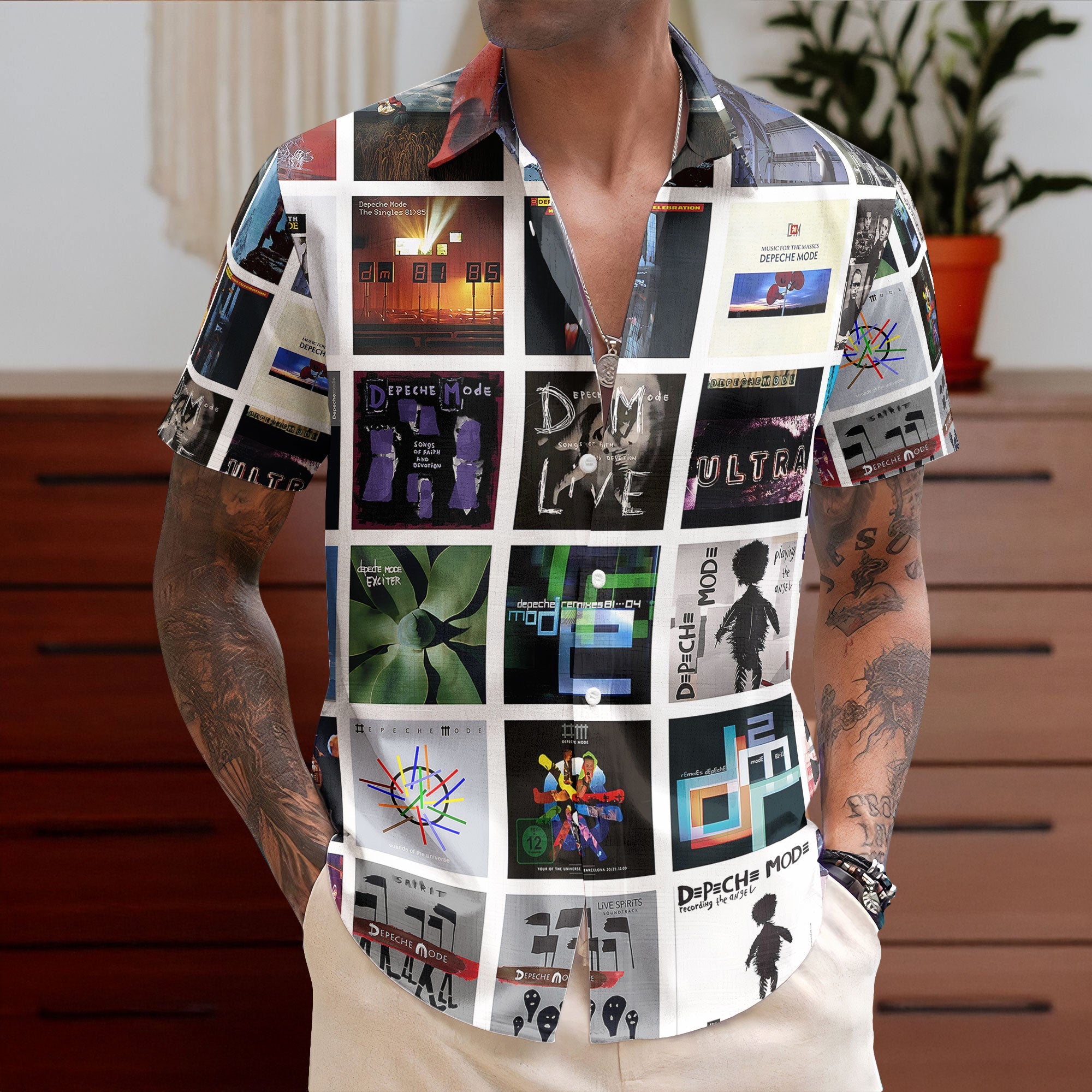 Depeche Mode Hawaiian Shirt – Album Cover Collage Synth Pop Summer Button Up