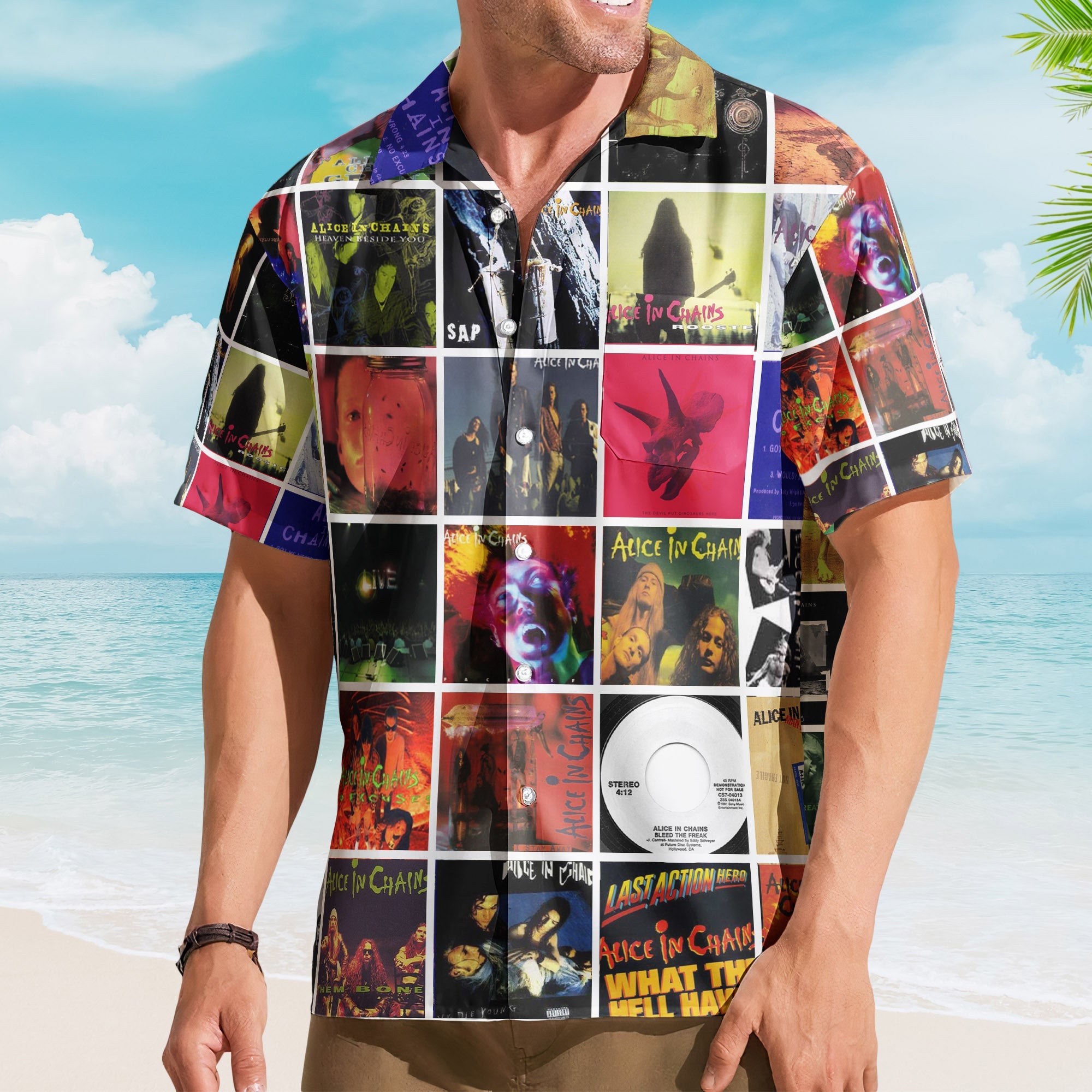 Alice in Chains Album Collage Hawaiian Shirt – Rock Music Fan Shirt