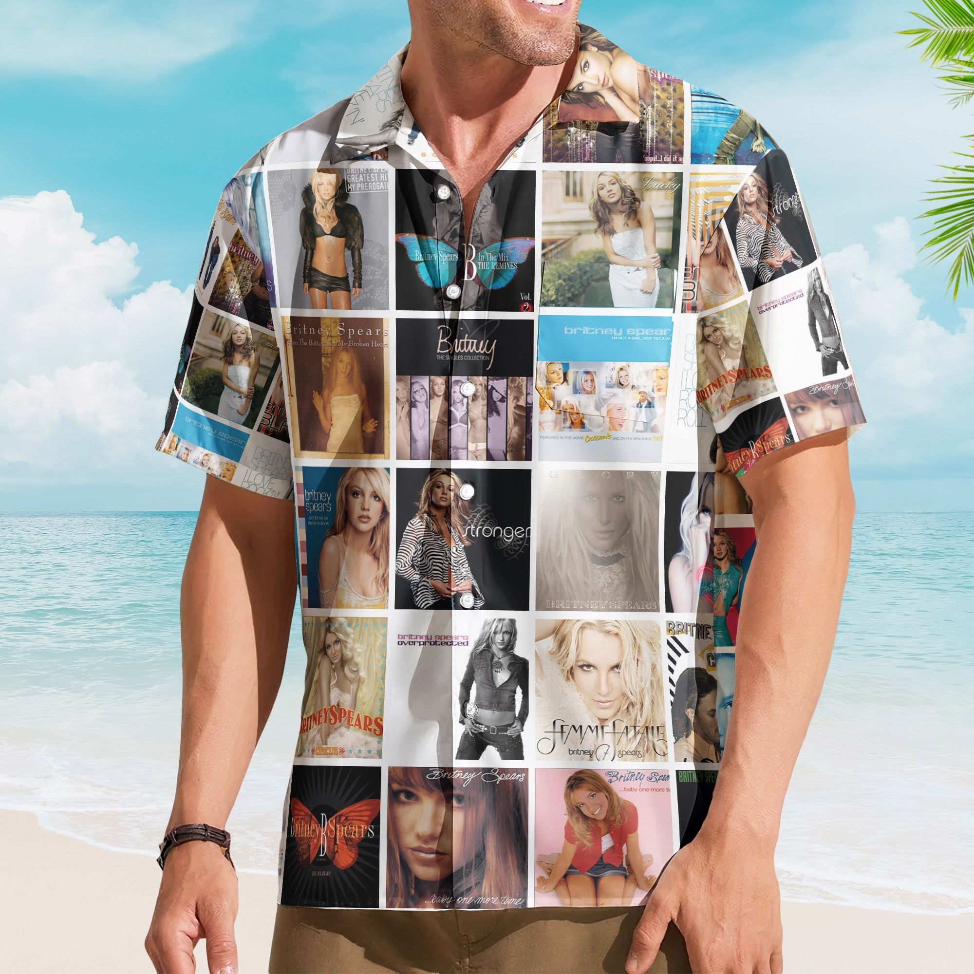 Britney Spears Album Collage Hawaiian Shirt – Pop Star Fan Shirt