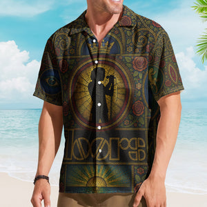 The Doors Hawaiian Shirt - Unisex Retro Jim Morrison Silhouette Cathedral Window Button Up