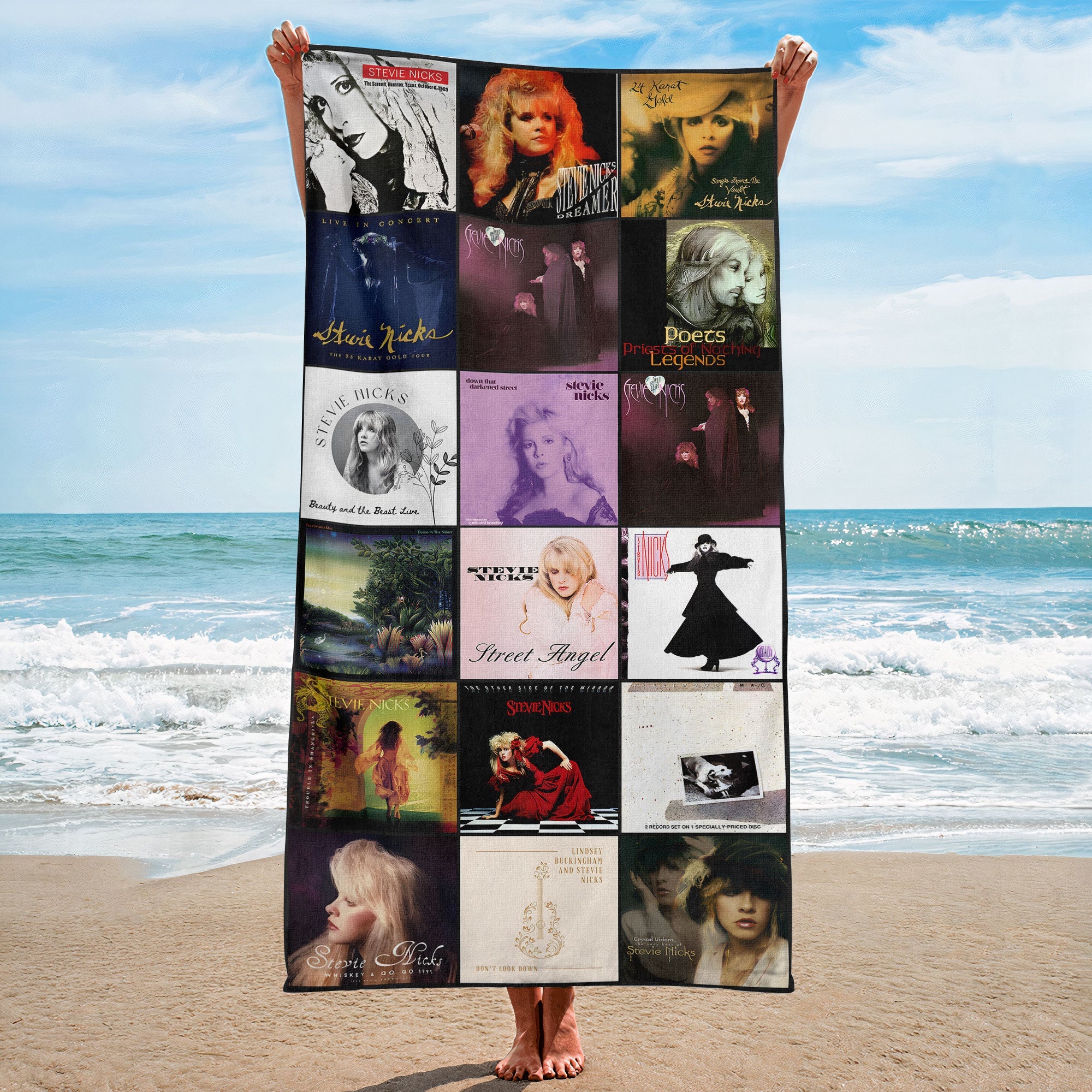 Stevie Nicks 1 Beach Towel Album Cover Collage Classic Rock Towel