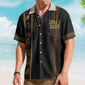 Guns N' Roses Luxury Design Hawaiian Shirt – Vintage Rock Inspired Black Hawaiian Shirt