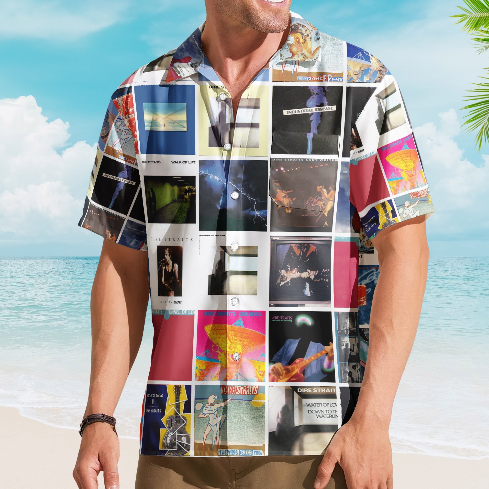 Dire Straits Album Collage Hawaiian Shirt – Rock Music Band Fan Shirt