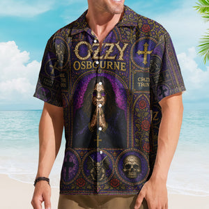 Ozzy Osbourne Gothic Stained Glass Hawaiian Shirt - Unisex Heavy Metal Beach Button Up
