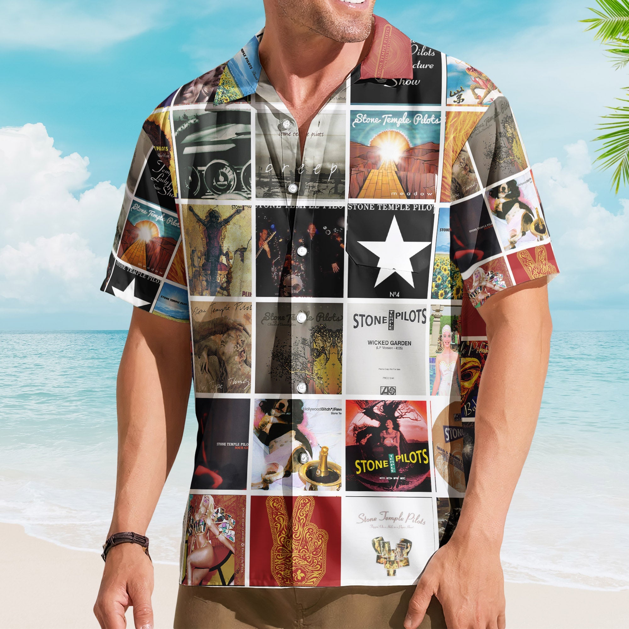 Stone Temple Pilots Album Collage Hawaiian Shirt – Rock Band Fan Shirt