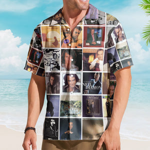 Neil Diamond Album Collage Hawaiian Shirt – Pop Rock Music Fan Shirt