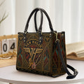 Van Halen Leather Handbag, Tote Bag and Wallet Set, Vintage Stained Glass Rock Band Design, Classic Rock Music Fan Gift