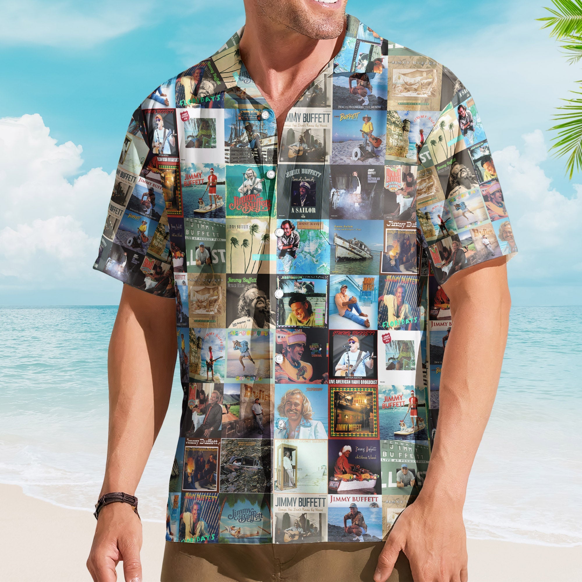Jimmy Buffett Album Covers Hawaiian Shirt - Unisex Retro Music Album Art Inspired Unisex Shirt