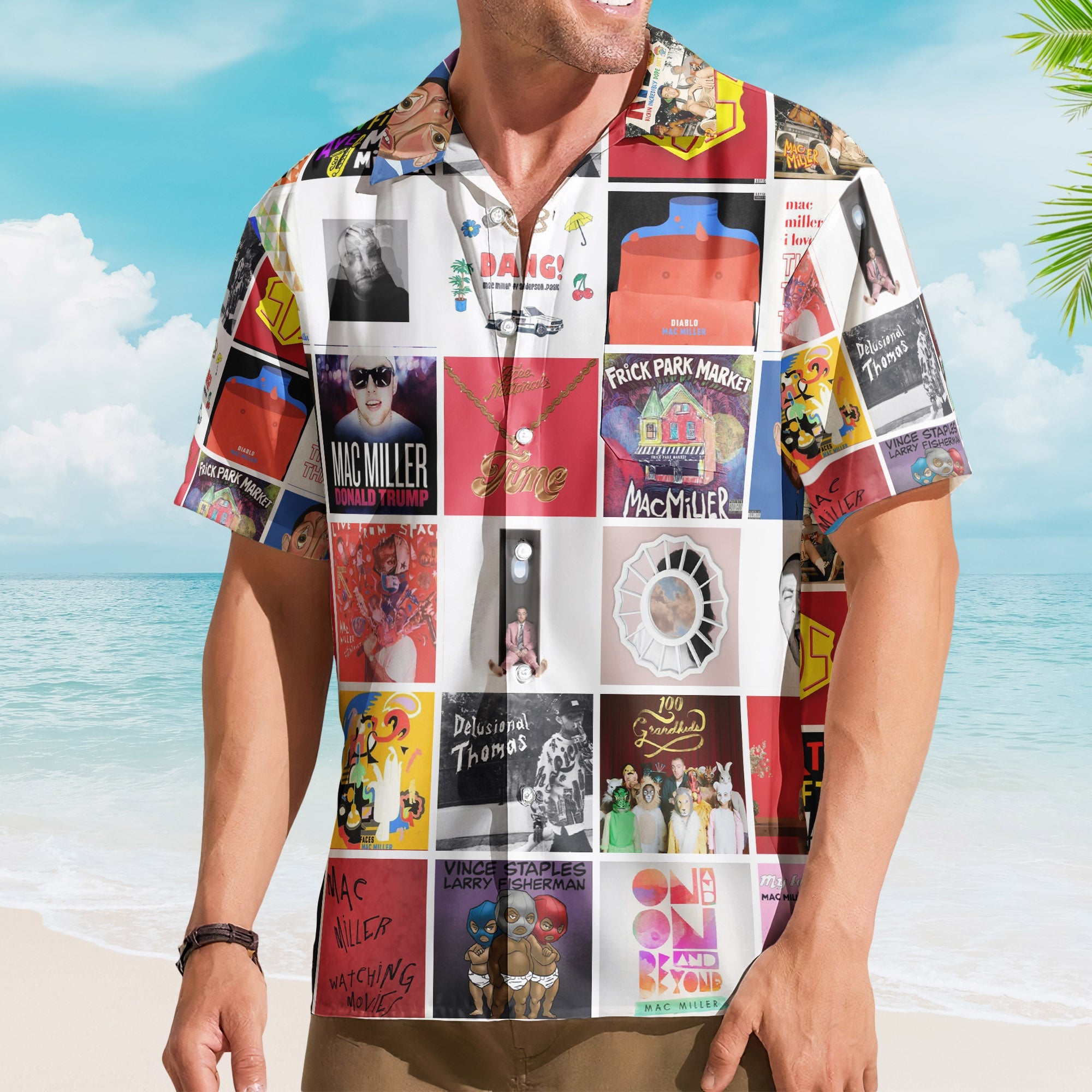 Mac Miller Nostalgia Collage Hawaiian Shirt – Emotional Hip-Hop Memories Gift