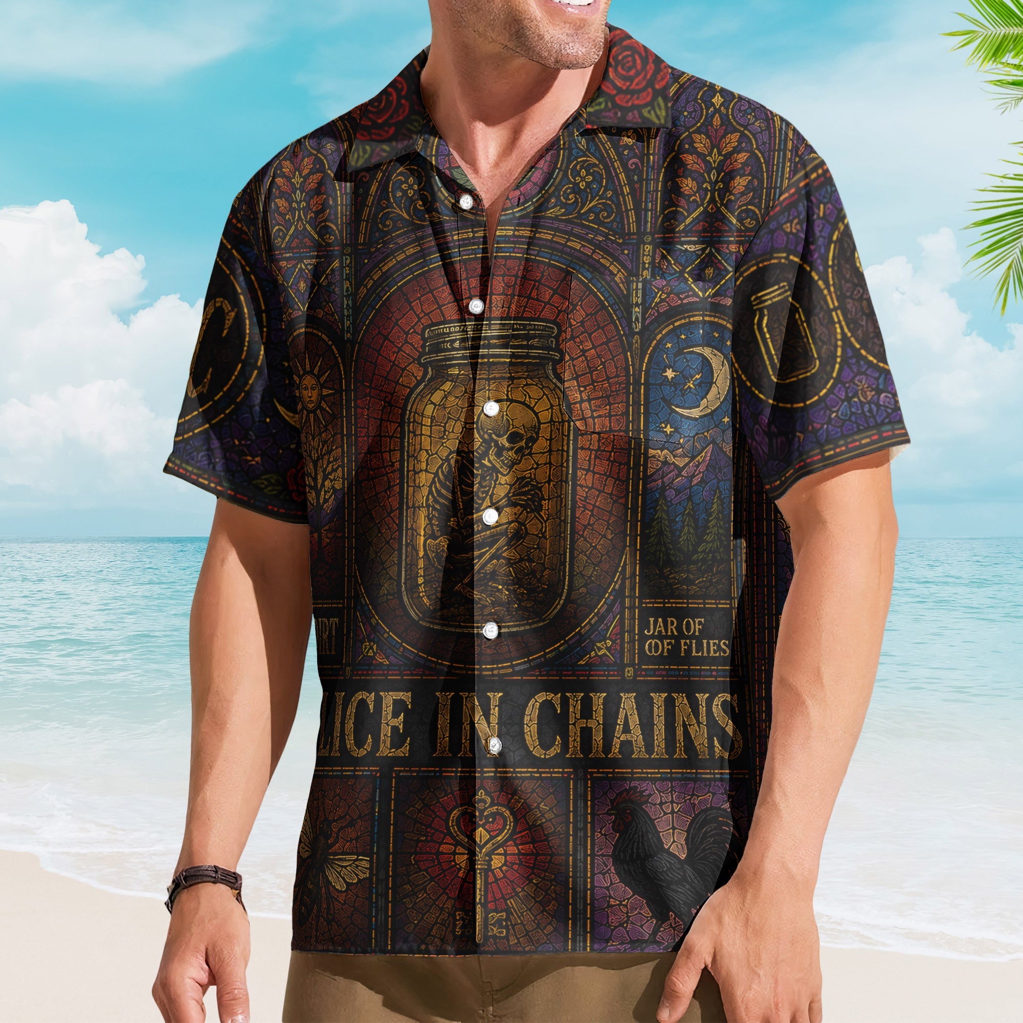 Alice In Chains Hawaiian Shirt - Unisex Retro Jar Of Flies Cathedral Window Button Up