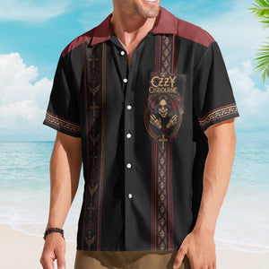 Ozzy Osbourne Hawaiian Shirt - Unisex Retro Prince of Darkness Bat Cross Button Up