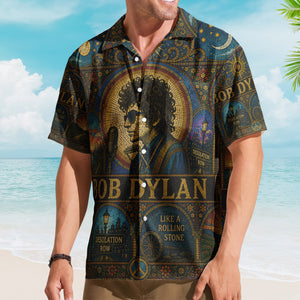 Bob Dylan Hawaiian Shirt - Unisex Retro Like A Rolling Stone Cathedral Window Button Up