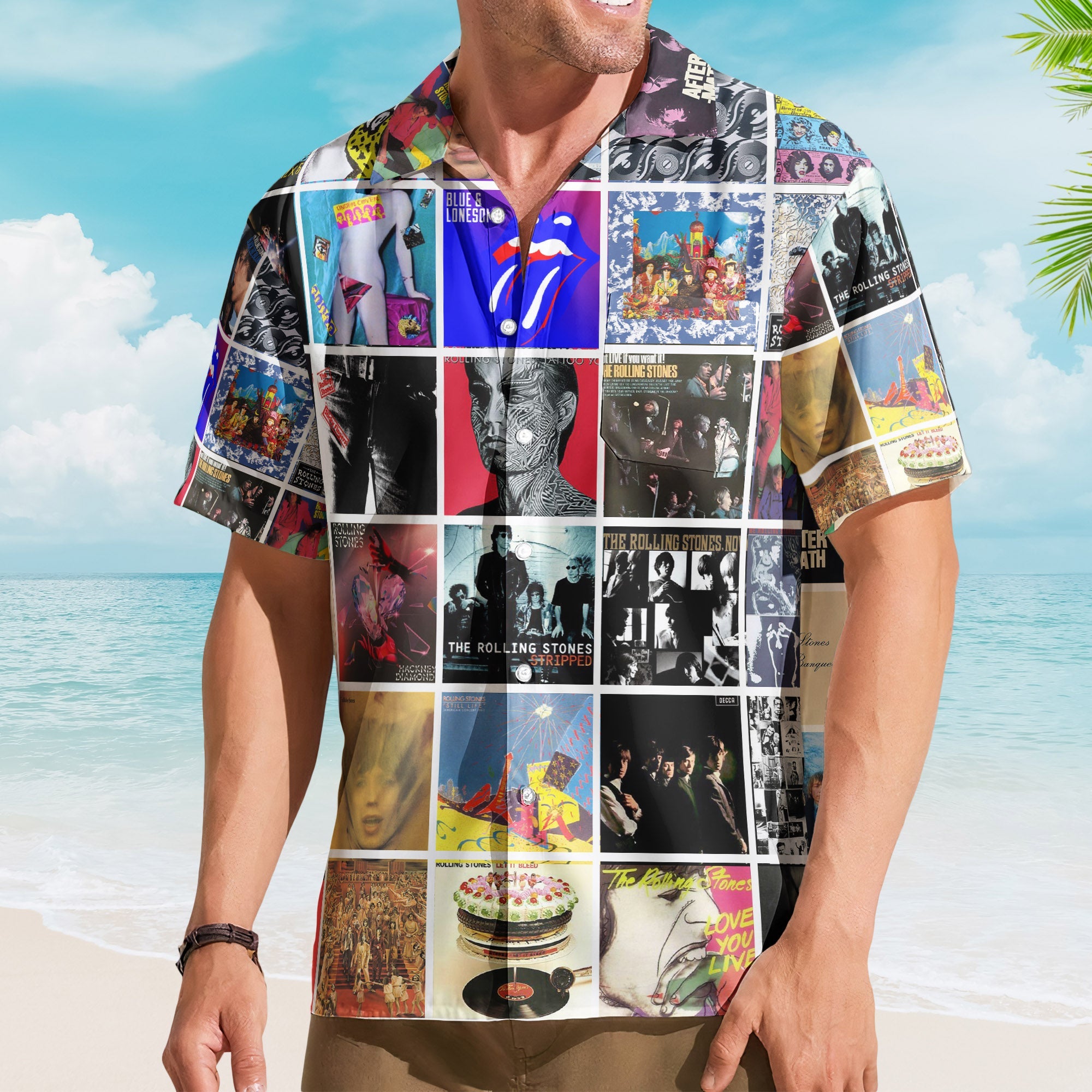The Rolling Stones Album Collage Hawaiian Shirt – Rock Band Fan Shirt