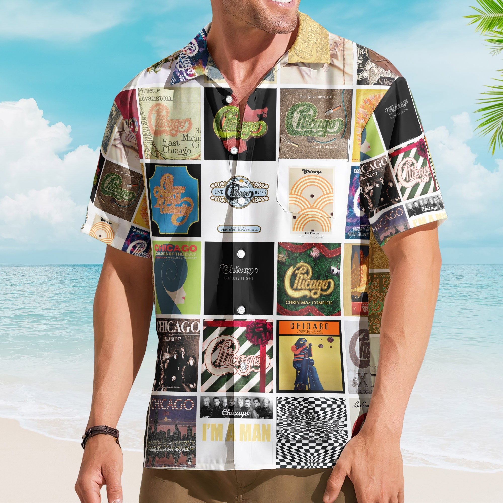 Chicago Album Collage Hawaiian Shirt – Rock Music Band Fan Shirt
