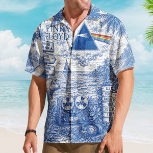 Pink Floyd Toile De Jouy Hawaiian Shirt - Unisex Prism Rainbow Fan Gifts Progressive Rock Merch