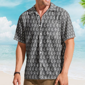 Grateful Dead Dancing Bears Retro Grey Monogram Summer Hawaiian Shirt – Retro Music Album Art Inspired Shirt