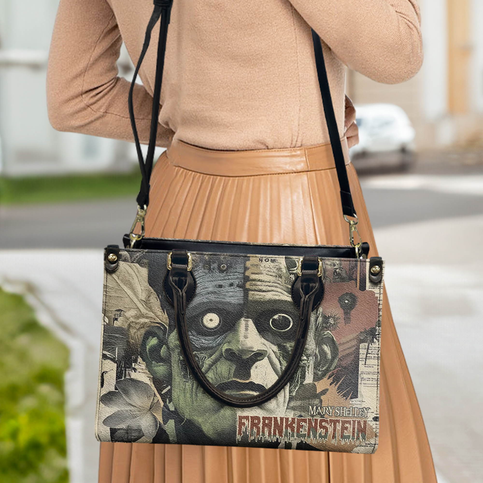 Mary Shelley’s Frankenstein Gothic Art Leather Handbag