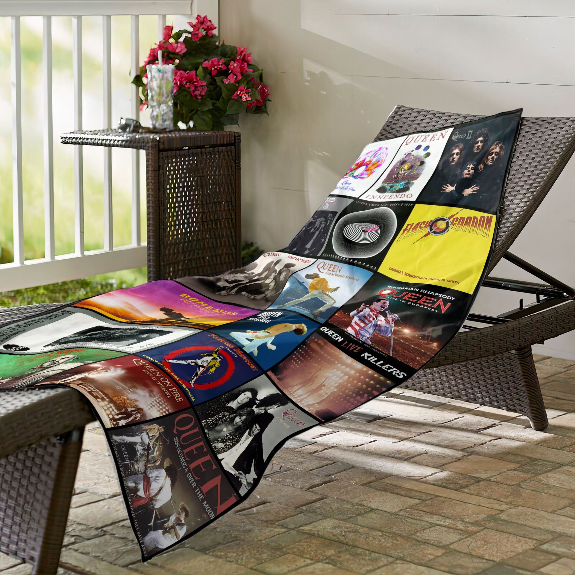 Queen Beach Towel Album Cover Collage Classic Rock Towel