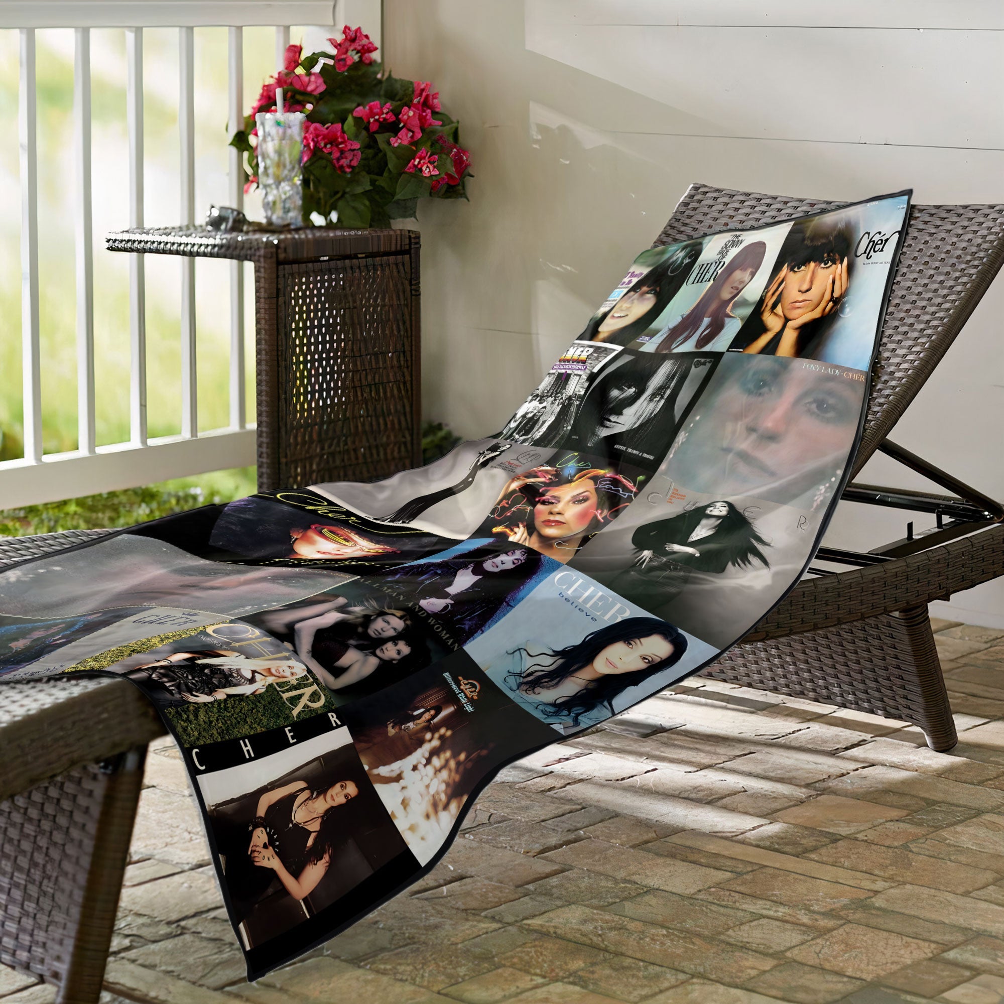 Cher Beach Towel Album Cover Collage Pop and Rock Towel