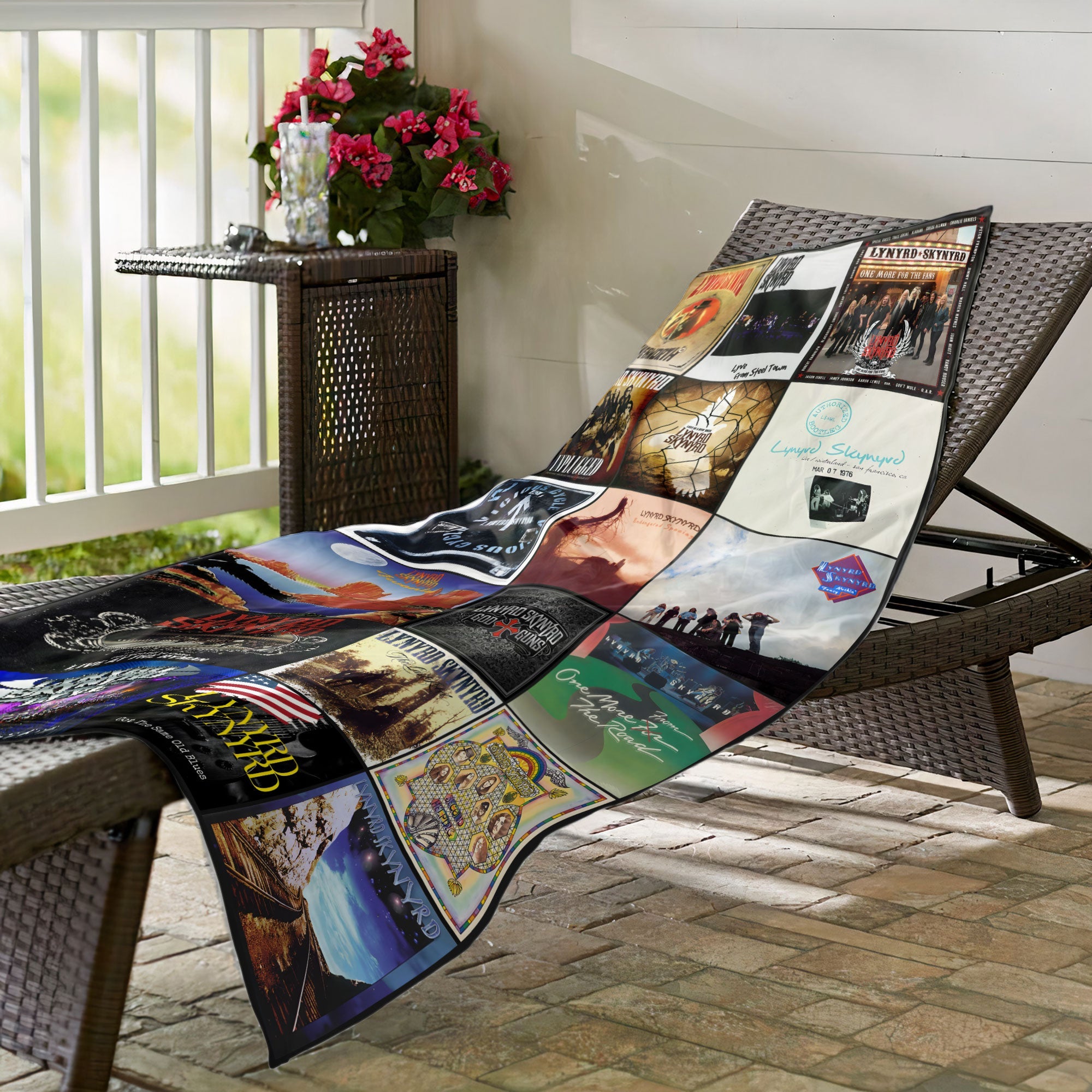 Lynyrd Skynyrd Beach Towel Album Cover Collage Southern Rock Towel