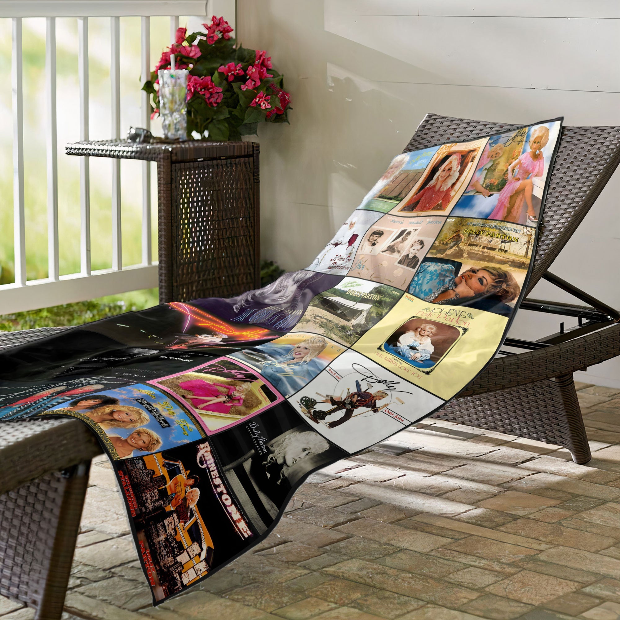 Dolly Parton Beach Towel Album Cover Collage Country Music Towel