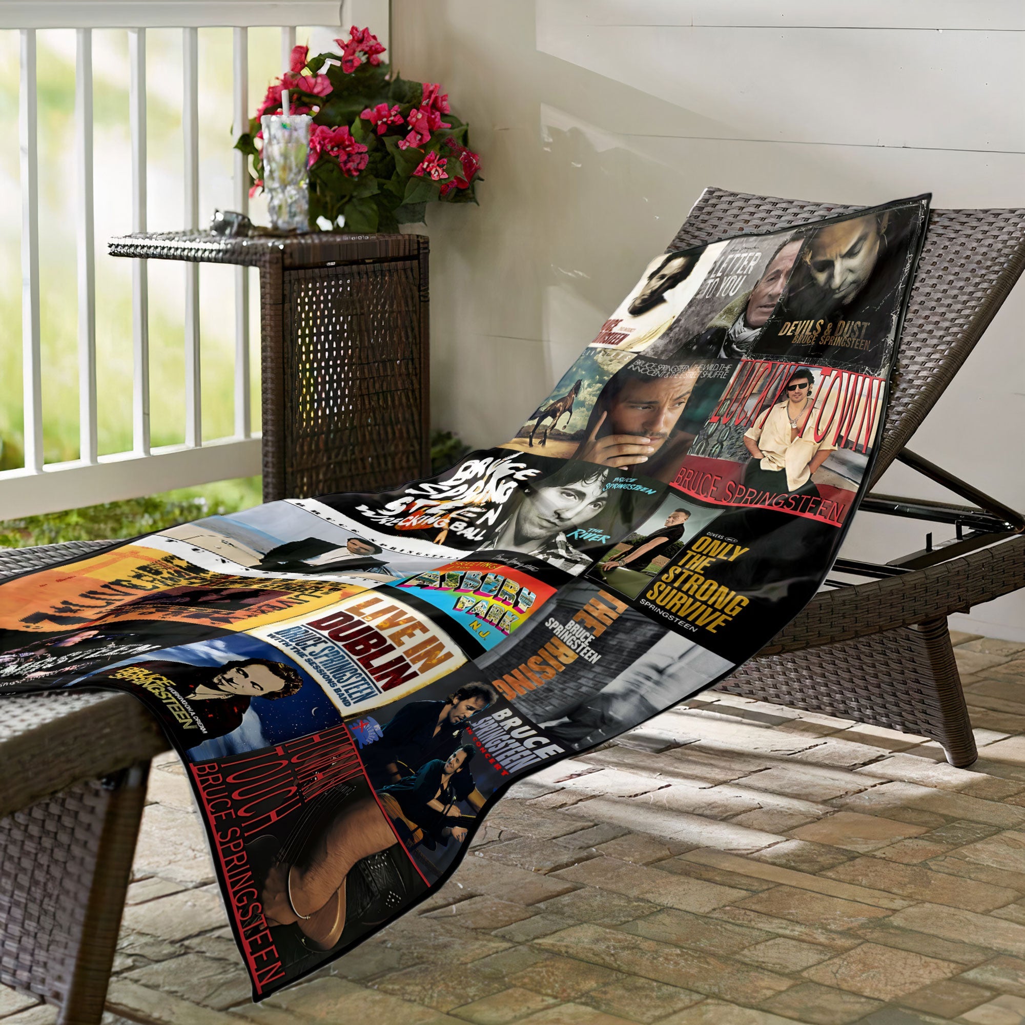 Bruce Springsteen Beach Towel Album Cover Collage Classic Rock Towel