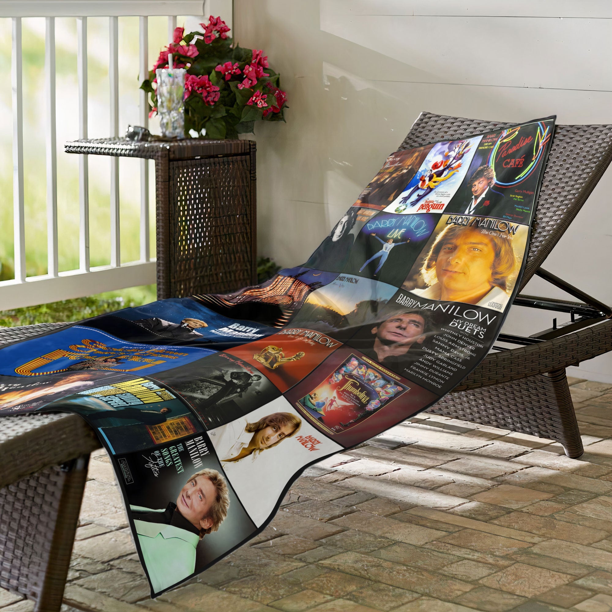 Barry Manilow Beach Towel Album Cover Collage Pop and Rock Towel