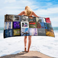 Rush Nostalgia Rock Album Collage Beach Towel