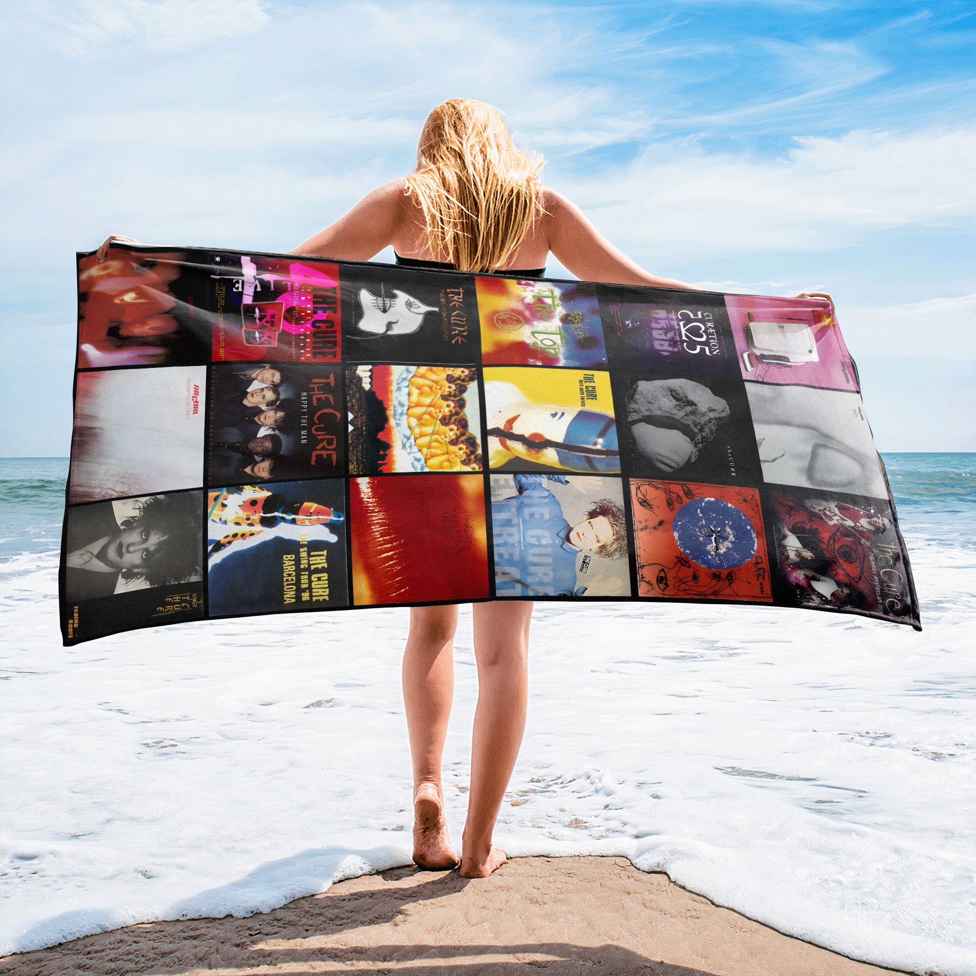 The Cure Band Beach Towel Album Cover Collage Classic Rock Towel